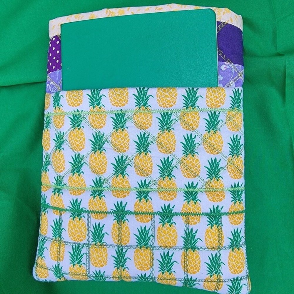 Pineapple Purple And Yellow Print Quilted Book Sleeve - Picture 5 of 7